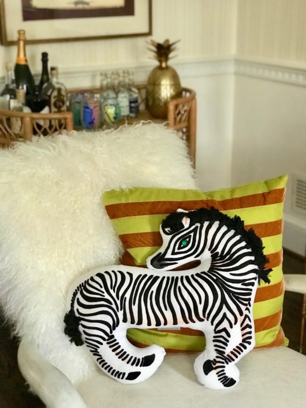 RARE Iris Apfel for Grandin Road Zebra Pillows Set of 2 | Black & White